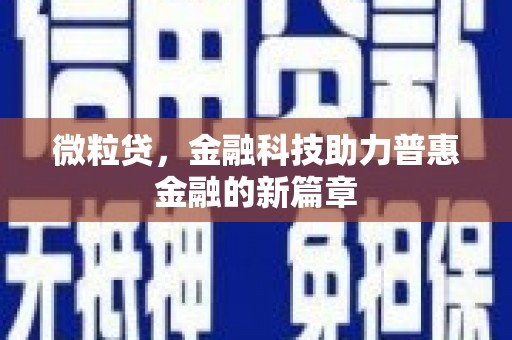 嘉祥微粒贷，金融科技助力普惠金融的新篇章