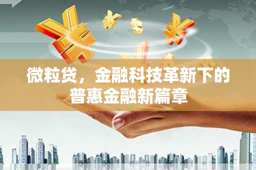 嘉祥微粒贷，金融科技革新下的普惠金融新篇章