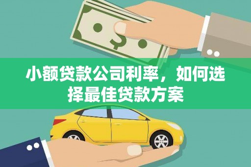 嘉祥小额贷款公司利率，如何选择最佳贷款方案