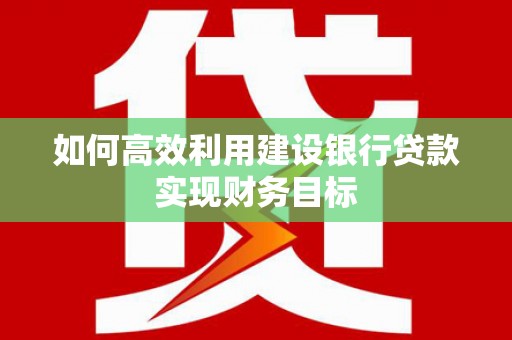 嘉祥如何高效利用建设银行贷款实现财务目标