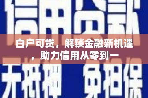 嘉祥白户可贷，解锁金融新机遇，助力信用从零到一