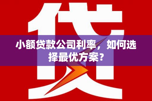 嘉祥小额贷款公司利率，如何选择最优方案？