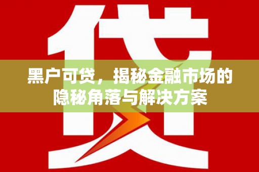 嘉祥黑户可贷，揭秘金融市场的隐秘角落与解决方案
