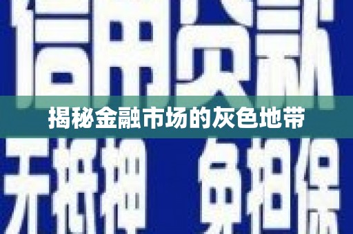 嘉祥揭秘金融市场的灰色地带